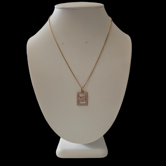 MK rhinestone gold tone necklace - Picture 2 of 4